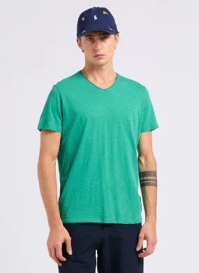 IKKS  Tee-shirt col v en coton bio flammé - Vert