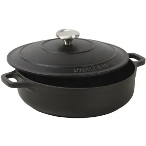 Le Chasseur cocotte basse avec couvercle noire 24 cm