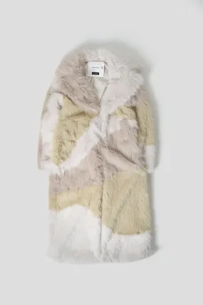 MANTEAU THE HUSTLE FUR BEIGE ET VERT